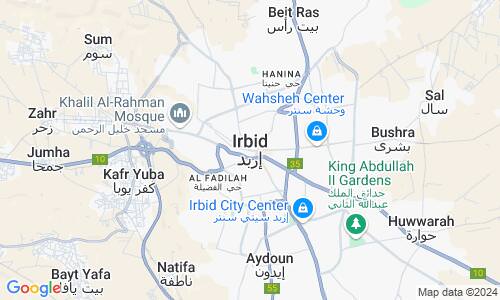 Ausschnitt der Weltkarte zu Irbid