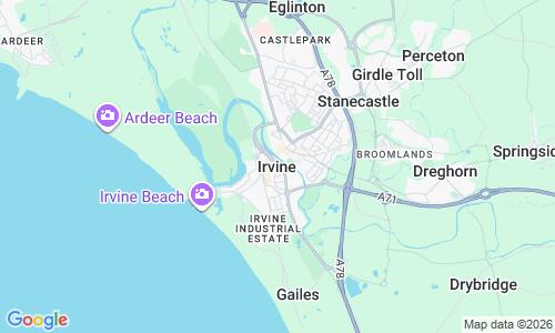 Ausschnitt der Weltkarte zu Irvine Strand
