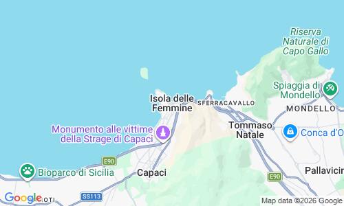 Ausschnitt der Weltkarte zu Isola delle Femmine Beach