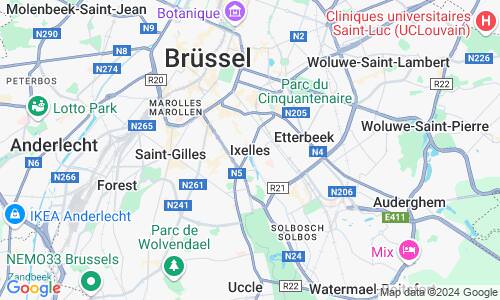 Ausschnitt der Weltkarte zu Ixelles/Elsene
