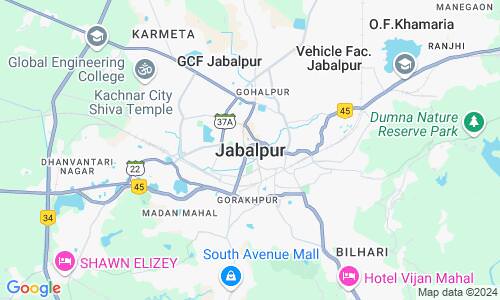 Ausschnitt der Weltkarte zu Jabalpur