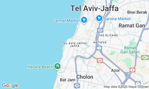 Ausschnitt der Weltkarte zu Jaffa-Strand
