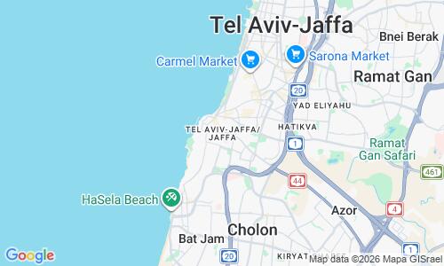 Ausschnitt der Weltkarte zu Jaffa Strand
