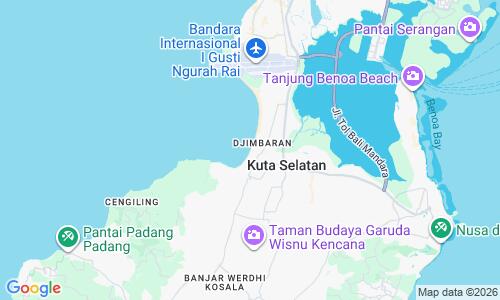 Ausschnitt der Weltkarte zu Jimbaran Beach