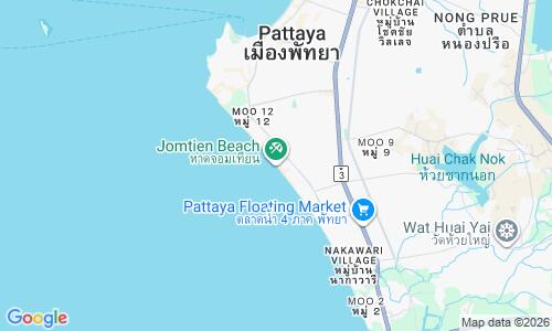 Ausschnitt der Weltkarte zu Jomtien Beach