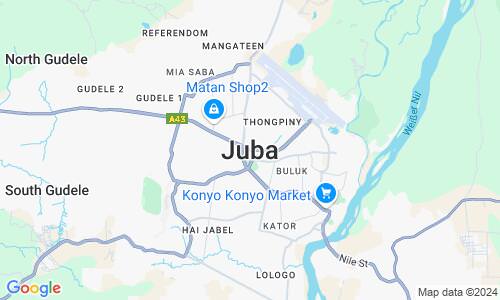 Ausschnitt der Weltkarte zu Juba