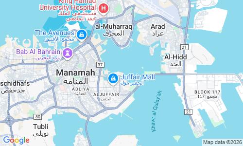 Ausschnitt der Weltkarte zu Juffair Beach