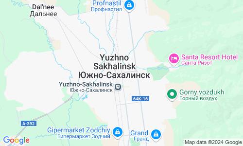 Ausschnitt der Weltkarte zu Juschno-Sachalinsk