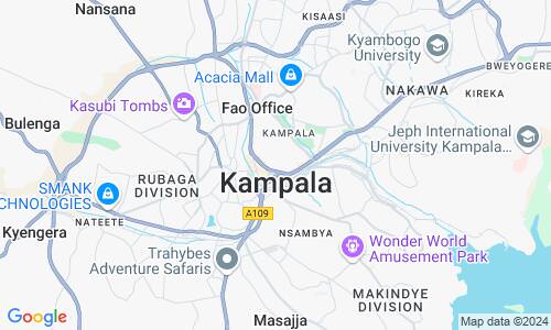 Ausschnit der Weltkarte zu Kampala