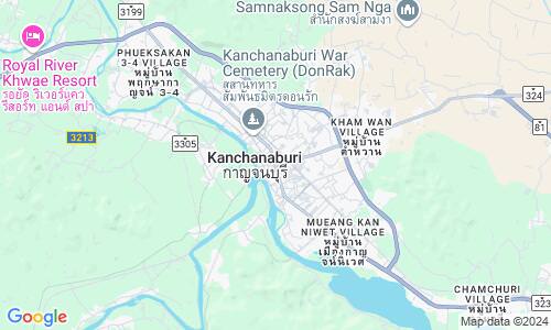Ausschnitt der Weltkarte zu Kanchanaburi