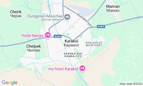 Ausschnitt der Weltkarte zu Karakol