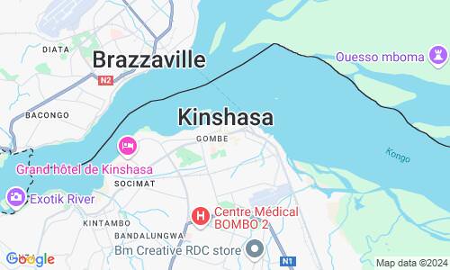 Ausschnitt der Weltkarte zu Kinshasa