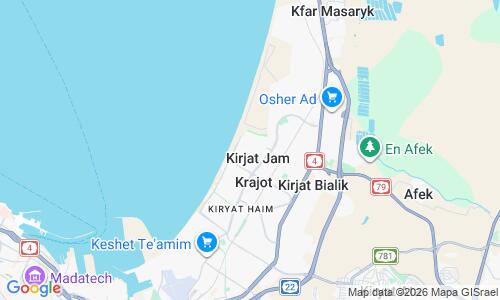 Ausschnitt der Weltkarte zu Kiryat Yam Strand