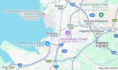 Ausschnitt der Weltkarte zu Kisarazu