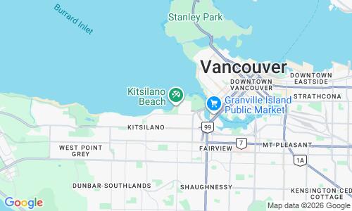 Ausschnitt der Weltkarte zu Kitsilano Beach