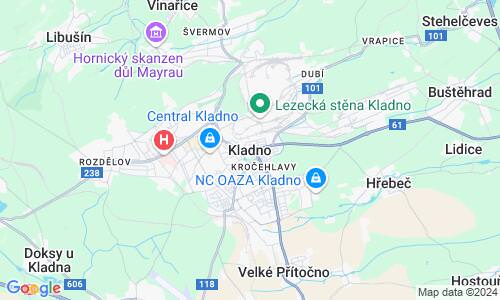 Ausschnitt der Weltkarte zu Kladno