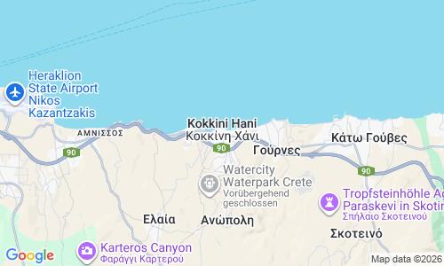 Ausschnitt der Weltkarte zu Kokkini Hani Beach