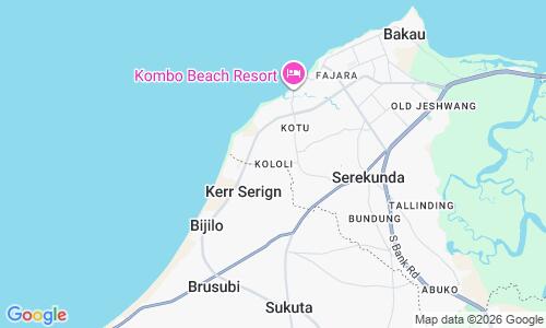 Ausschnitt der Weltkarte zu Kololi Strand