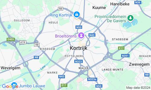 Ausschnitt der Weltkarte zu Kortrijk