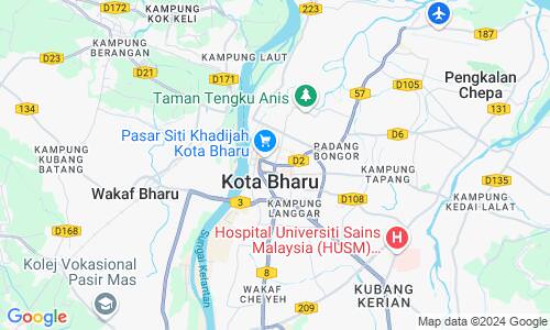 Ausschnitt der Weltkarte zu Kota Bahru