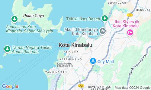 Ausschnit der Weltkarte zu Kota Kinabalu