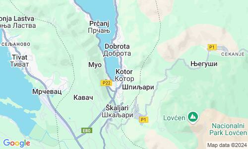 Ausschnitt der Weltkarte zu Kotor