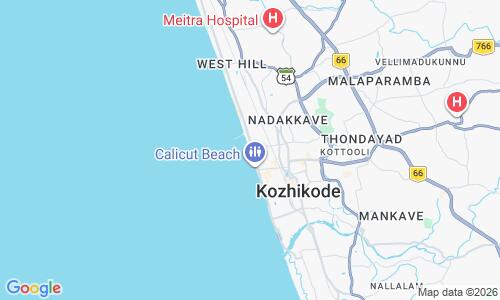 Ausschnitt der Weltkarte zu Kozhikode Beach