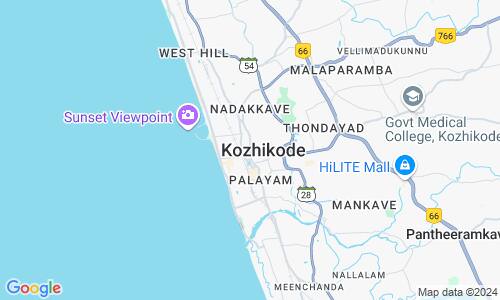 Ausschnitt der Weltkarte zu Kozhikode