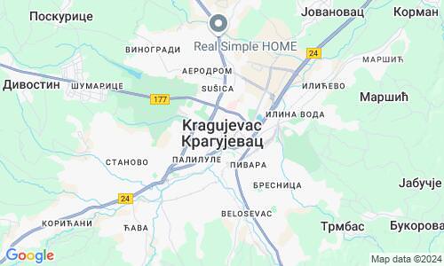 Ausschnitt der Weltkarte zu Kragujevac