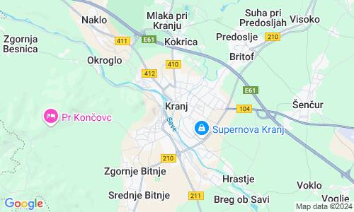 Ausschnitt der Weltkarte zu Kranj