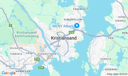 Ausschnitt der Weltkarte zu Kristiansand