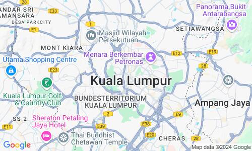 Ausschnit der Weltkarte zu Kuala Lumpur