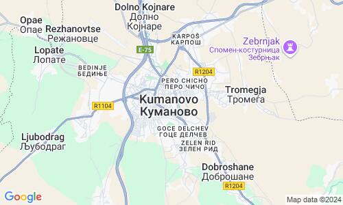Ausschnitt der Weltkarte zu Kumanovo
