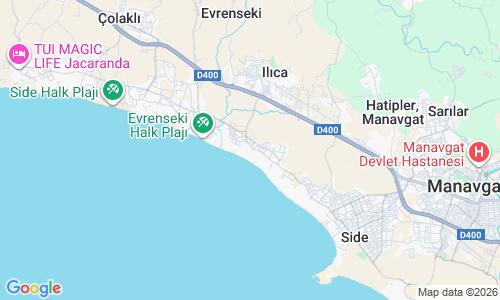 Ausschnitt der Weltkarte zu Kumköy Beach