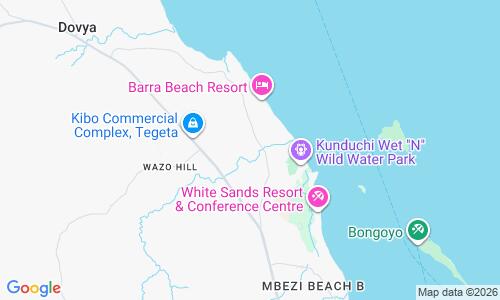 Ausschnitt der Weltkarte zu Kunduchi Beach