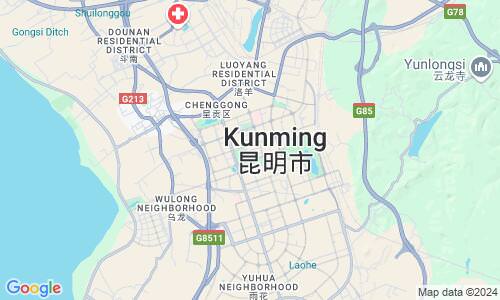 Ausschnitt der Weltkarte zu Kunming