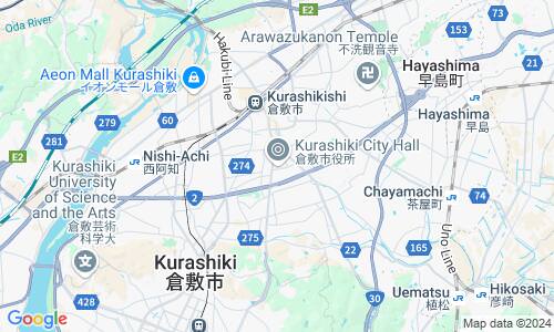 Ausschnitt der Weltkarte zu Kurashiki