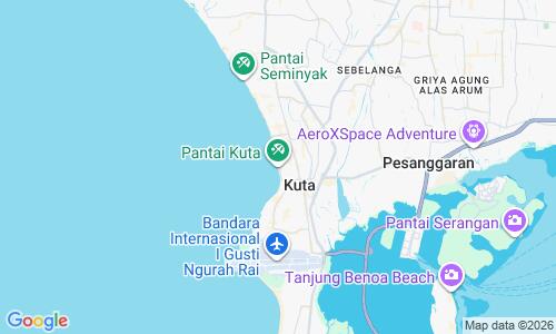 Ausschnit der Weltkarte zu Kuta Beach