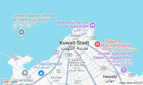 Ausschnitt der Weltkarte zu Kuwait-Stadt