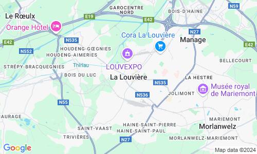 Ausschnitt der Weltkarte zu La Louvière