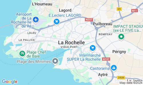 Ausschnitt der Weltkarte zu La Rochelle