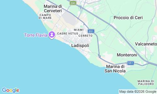 Ausschnitt der Weltkarte zu Ladispoli Strand