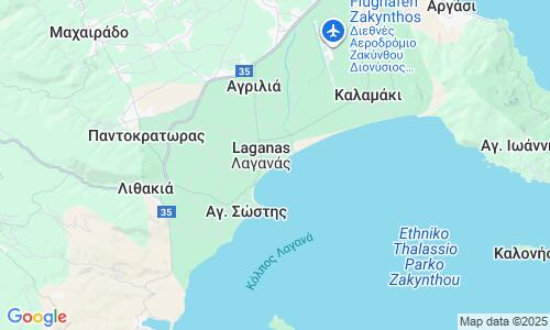 Ausschnitt der Weltkarte zu Laganas Beach