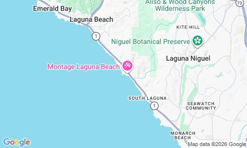 Ausschnitt der Weltkarte zu Laguna Beach Treasure Island Beach