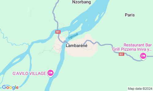 Ausschnitt der Weltkarte zu Lambaréné