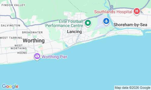 Ausschnitt der Weltkarte zu Lancing Beach