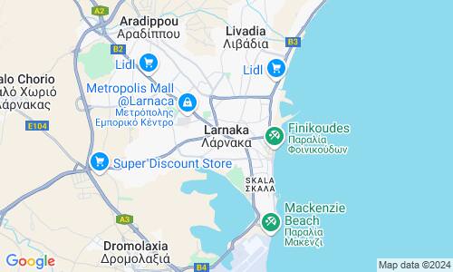 Ausschnit der Weltkarte zu Larnaka