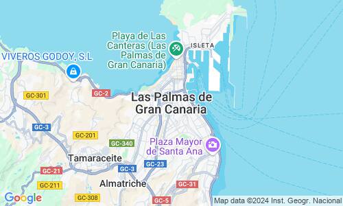 Ausschnit der Weltkarte zu Las Palmas