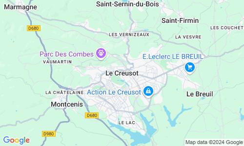 Ausschnitt der Weltkarte zu Le Creusot