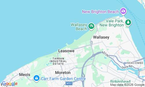 Ausschnitt der Weltkarte zu Leasowe Beach